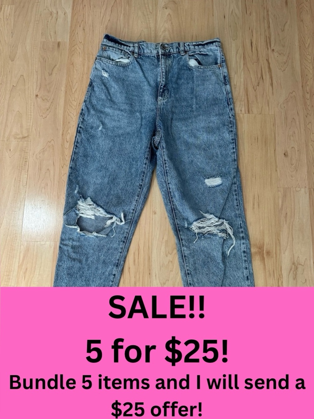 5/$25 Garage Women’s Ripped Light Blue Jeans